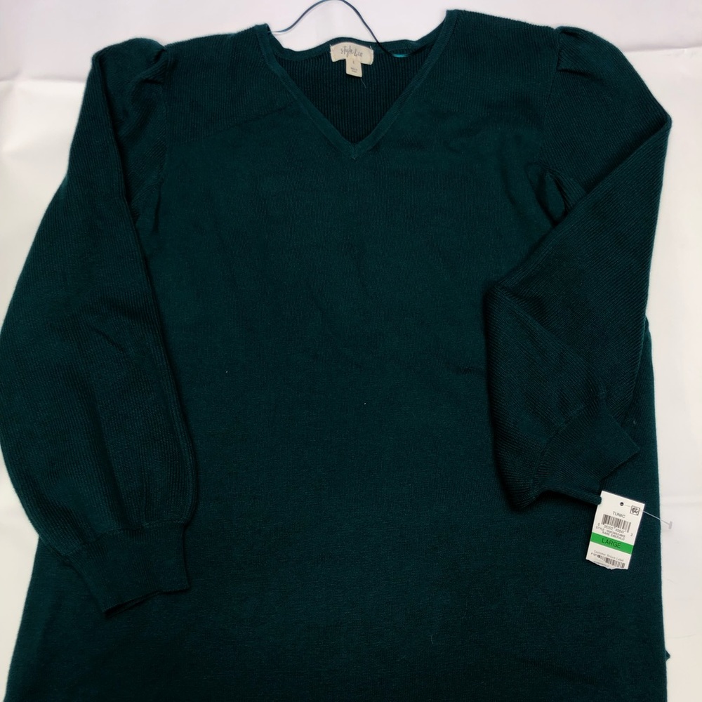 Dark green Style & Co puff shoulder sweater
